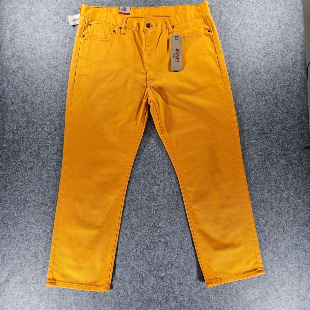 Levis 541 Athletic Fit Jeans Mens 40x30 Yellow Mustard Tapered Leg New